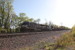 NS 4184 leads a ballast train west through milepost 116 at Cove PA